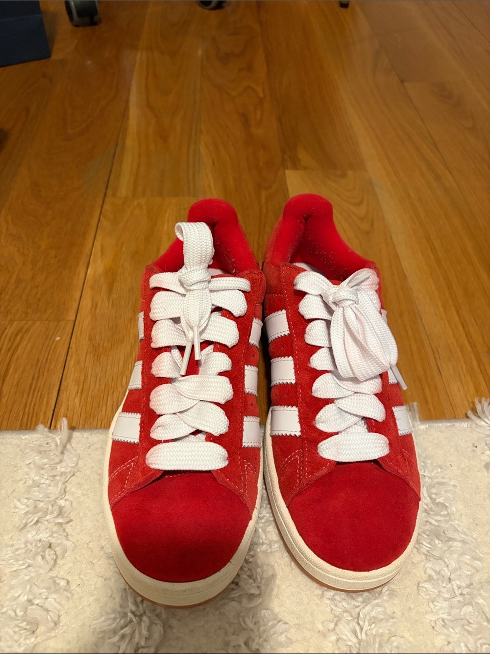 Adidas Red Suede Campus Sneakers with White Stripes. Worn less than 10 times!! - Picture 2 of 4